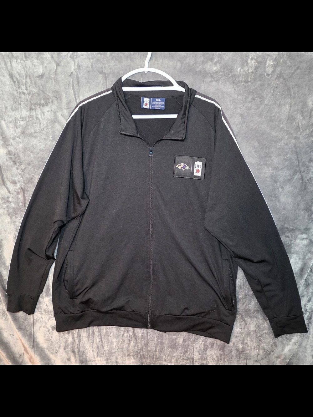 Vintage Baltimore Ravens/Miller Lite Black Zip-Up Track Jacket